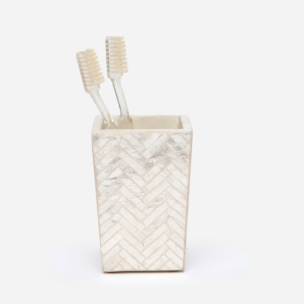 Handa Brush Holder Herringbone Capiz