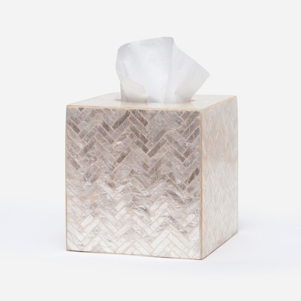 Handa Tissue Box Herringbone Capiz