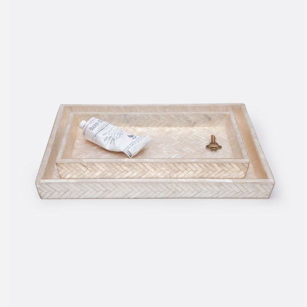Handa Tray Herringbone Capiz Large