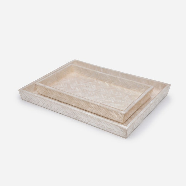 Handa Tray Herringbone Capiz Large