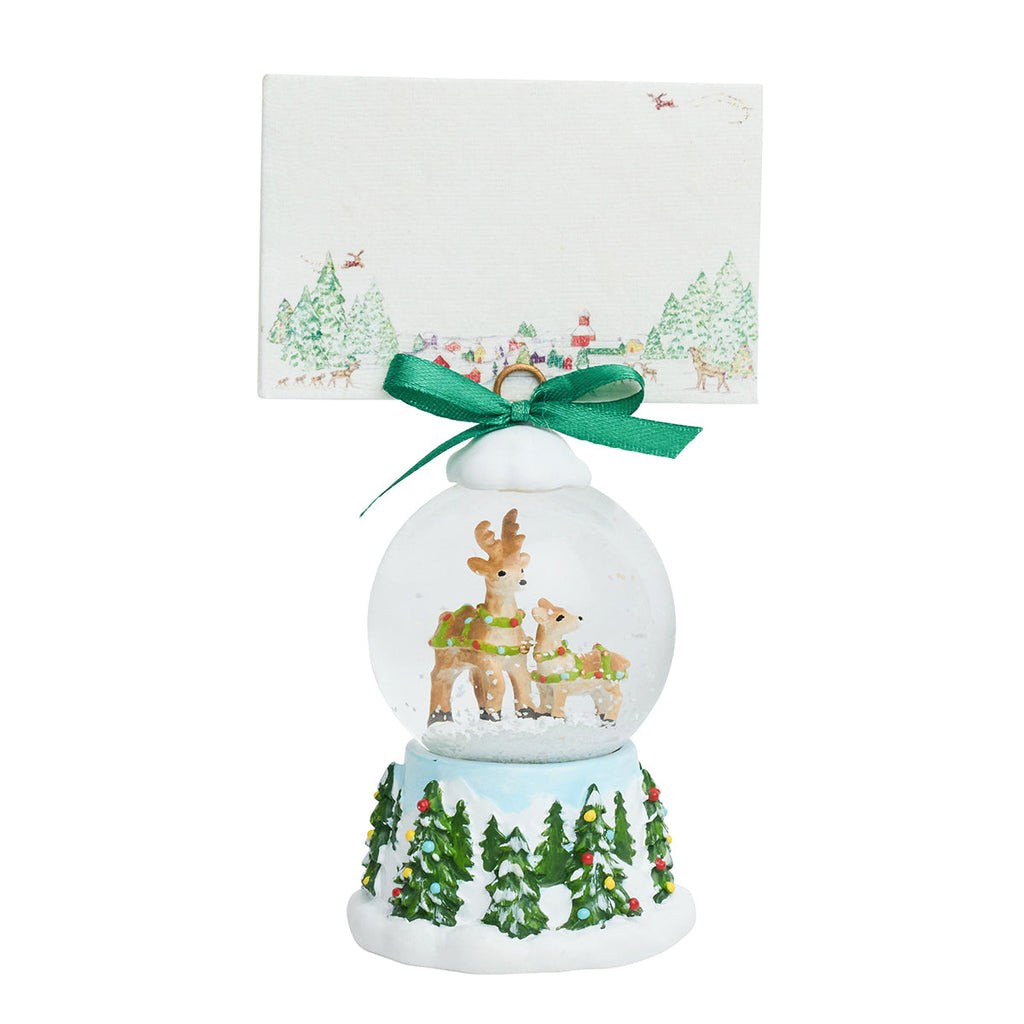 North Pole Reindeer Snow Globe Place Card Holder