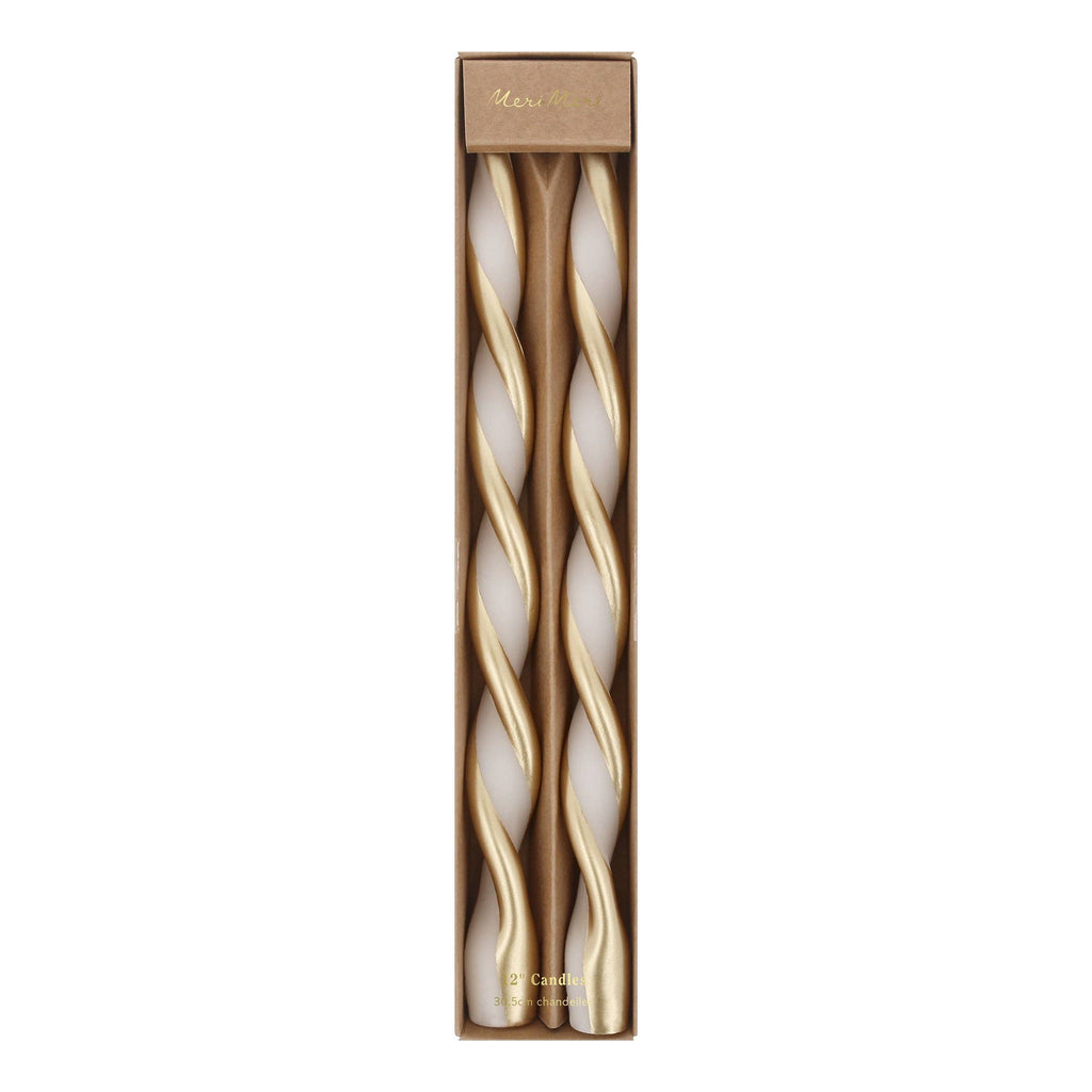 Gold Stripe Twist Candles