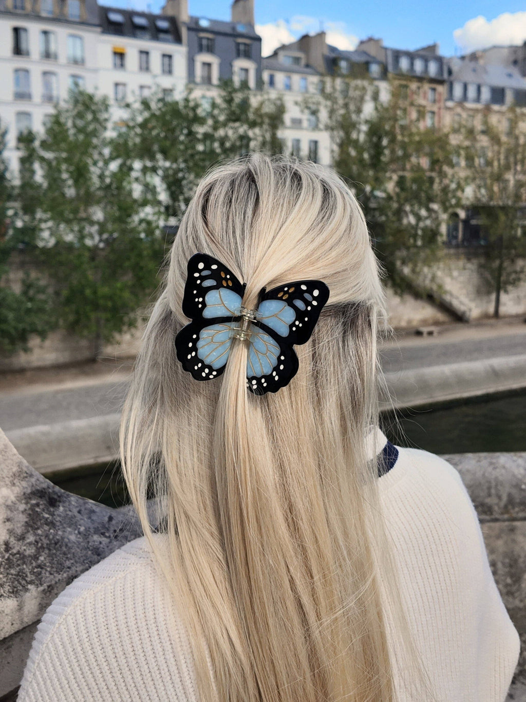 Monarch Butterfly Claw Hair Clip Double Pink