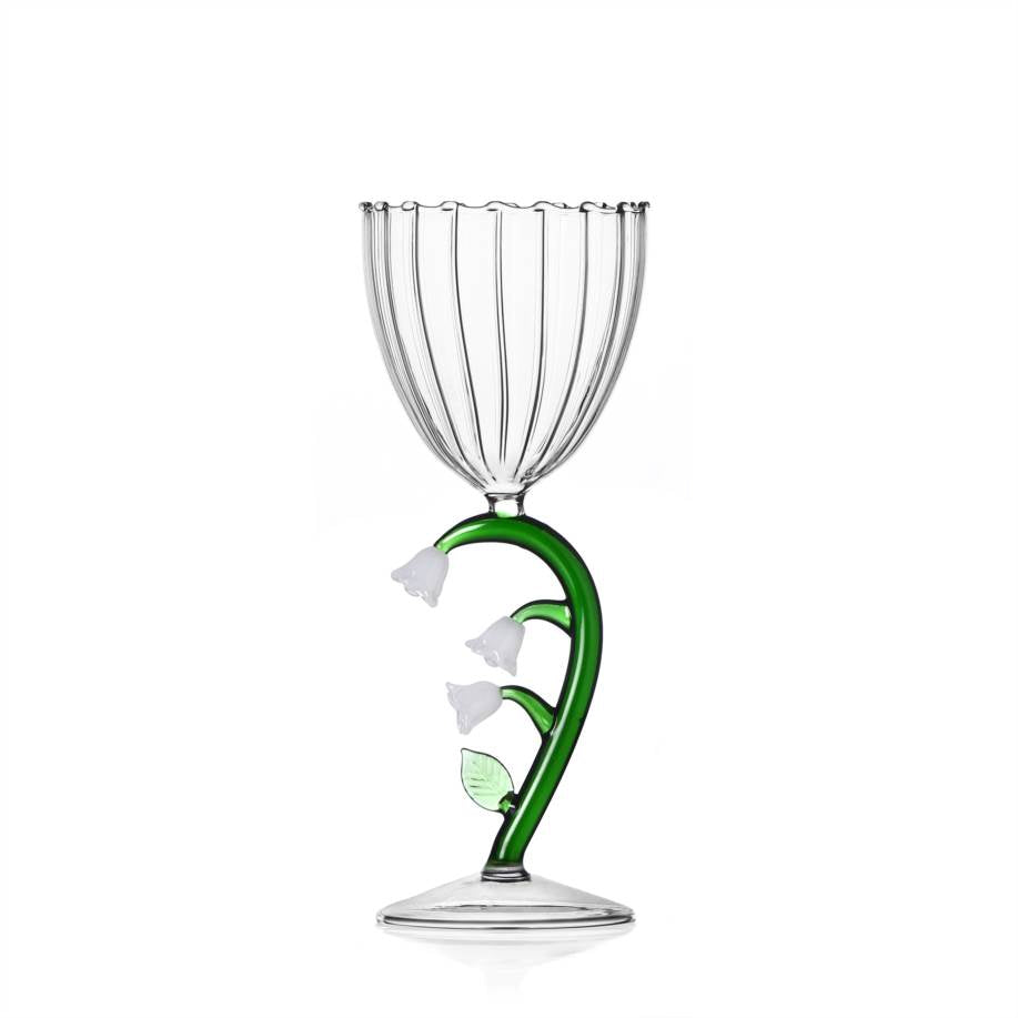 Stemmed Glass White Flower