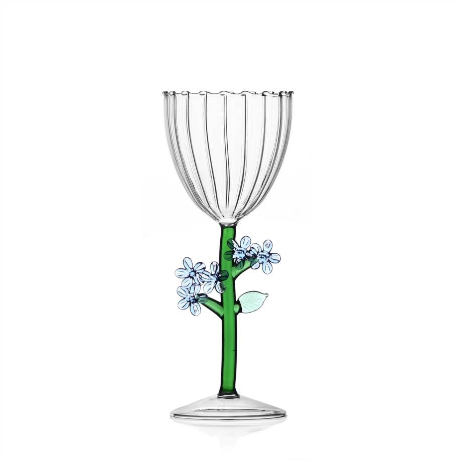 Stemmed Glass Light Blue Flower