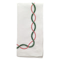 Olympia Embroidered Napkin in Red & Green