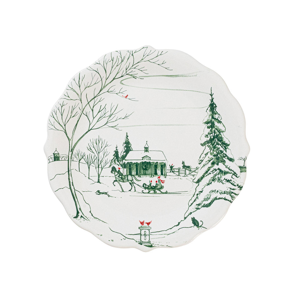 Country Estate Winter Frolic Party Plate Set/4 Evergreen