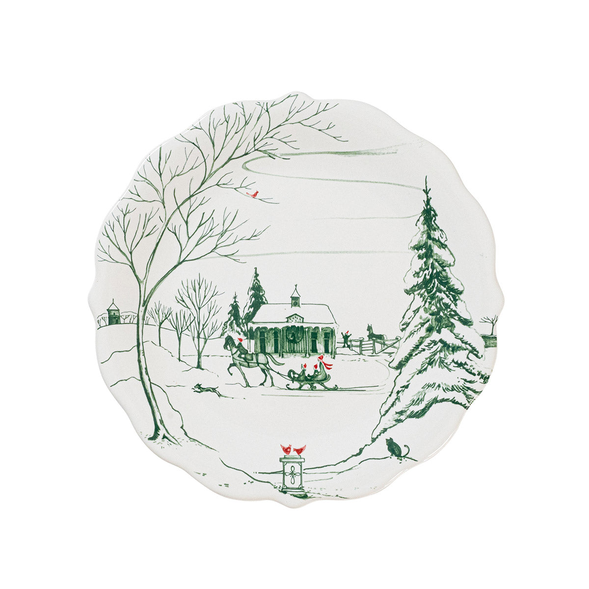 Country Estate Winter Frolic Party Plate Set/4 Evergreen