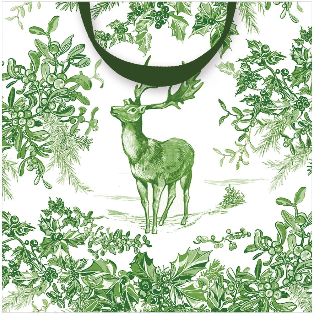 Christmas Toile Green Gift Bag Small