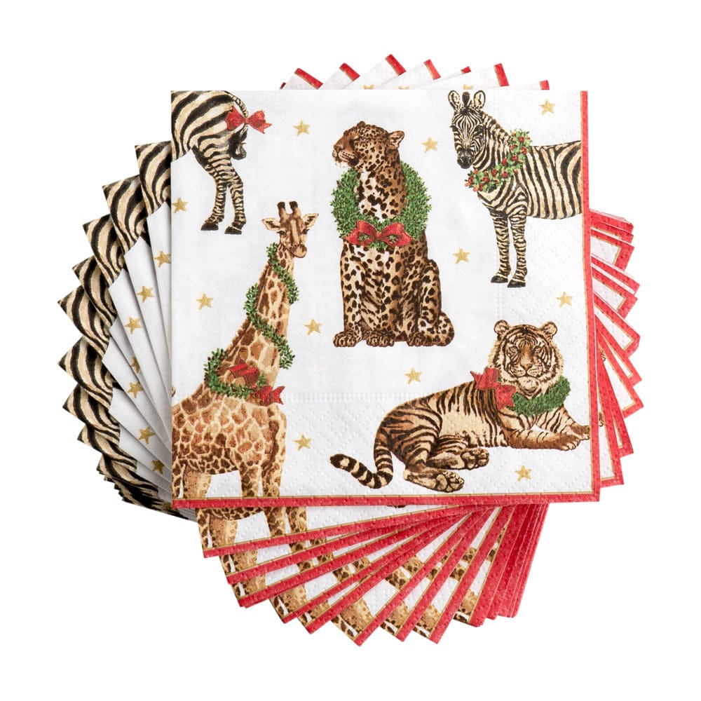 Wild Christmas Ivory Napkin Cocktail