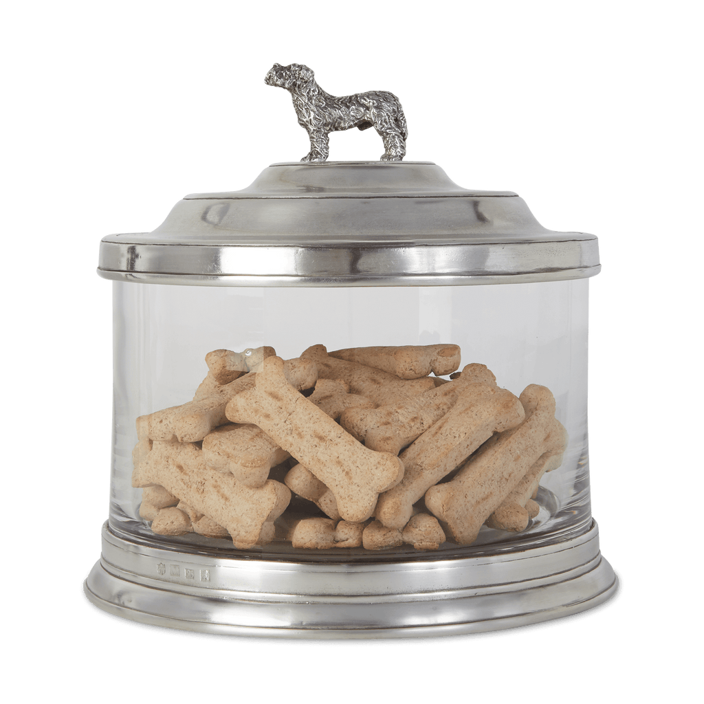 Glass Cookie Jar with Dog Finial