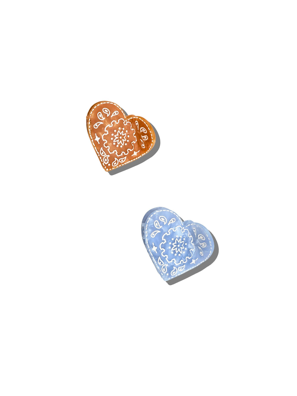 Mini Paisley Heart Claw Hair Clip Brown
