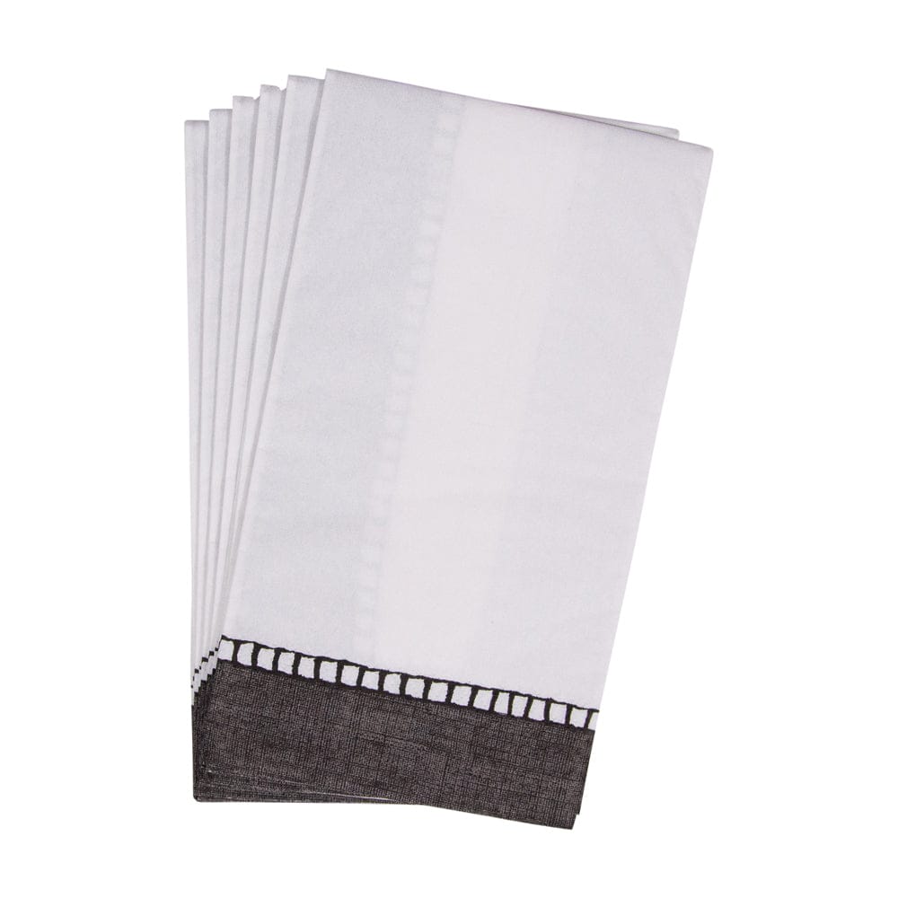 Linen Border Black Guest Towel