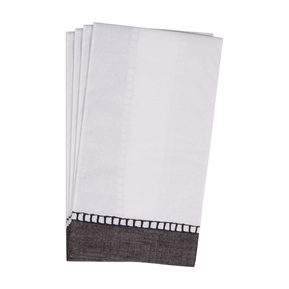 Linen Border Black Guest Towel