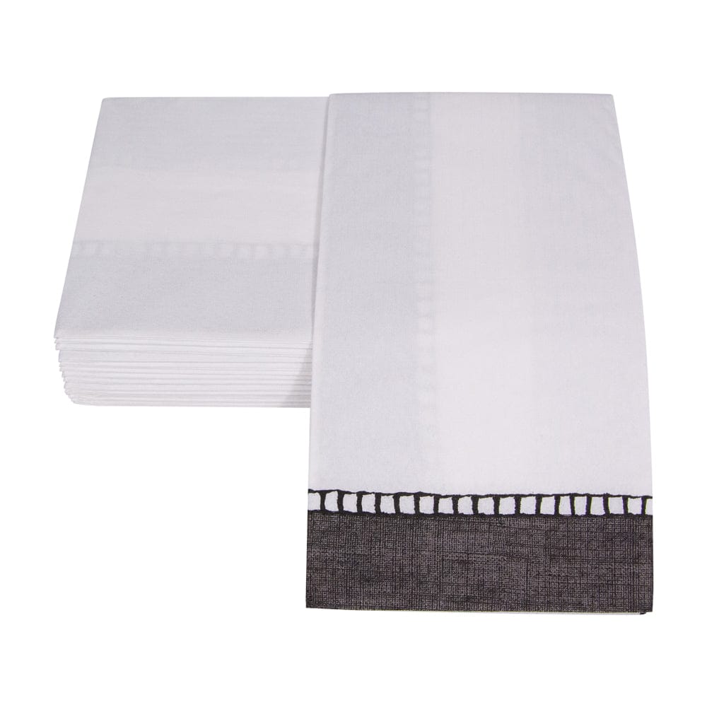 Linen Border Black Guest Towel