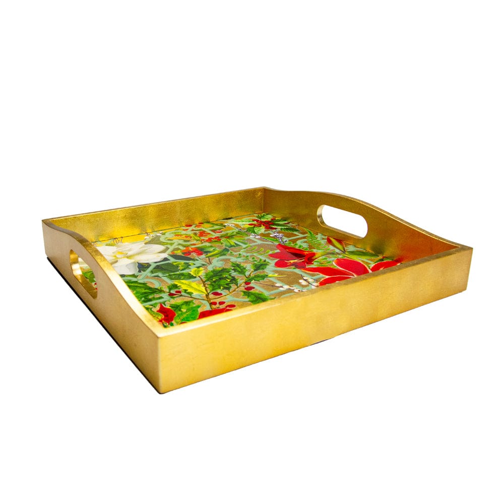 Christmas Garden Lacquer Square Tray 14 x 14