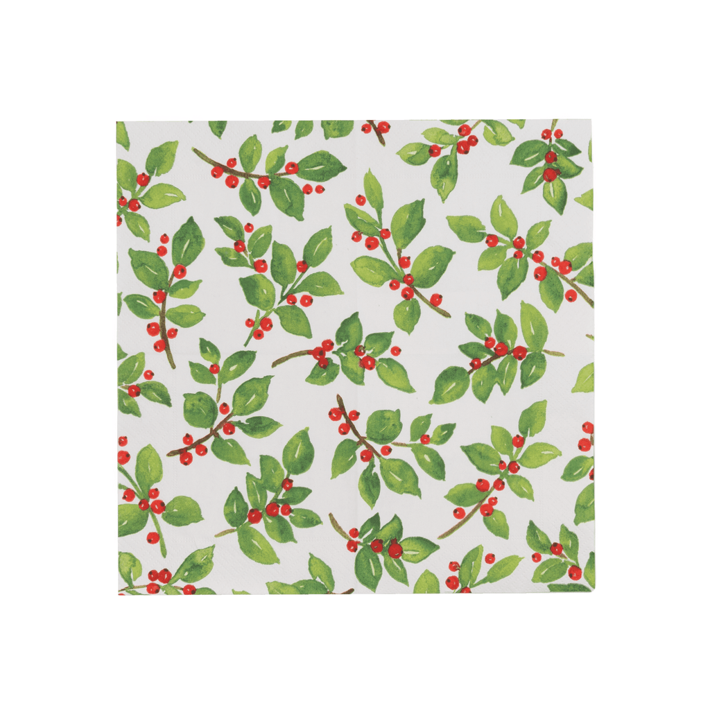 Painted Holly White Napkin Cocktail