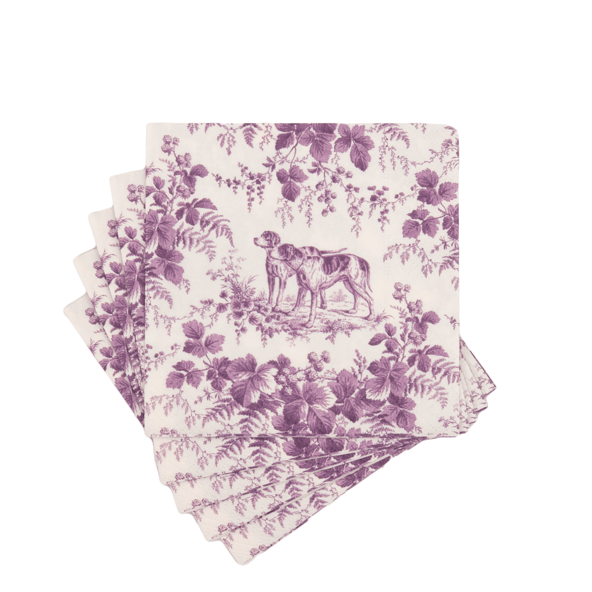 Hunting Toile Aubergine Napkin Cocktail
