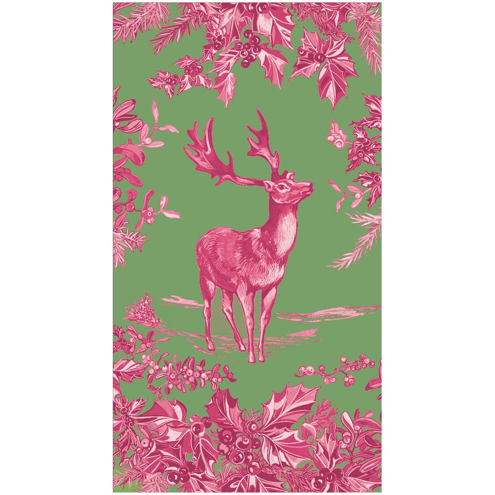 Stag Toile Raspberry Sage Guest Towels