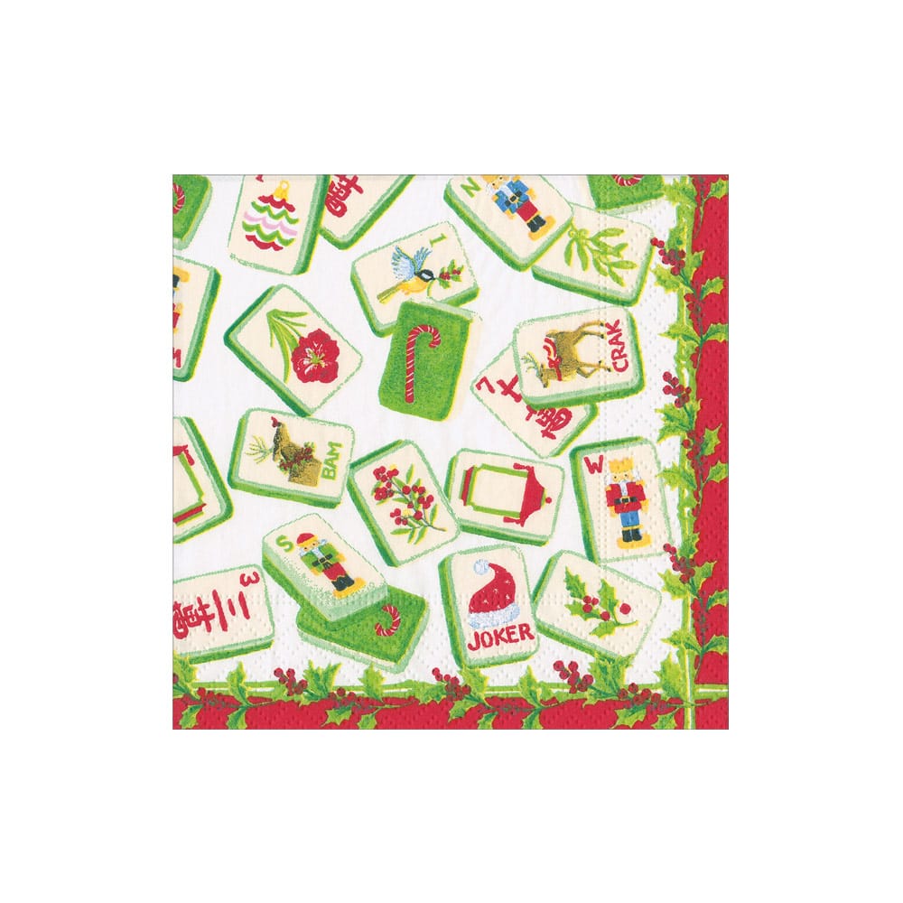 Christmas Mahjong Boxed Cocktail Napkins - 40 per box