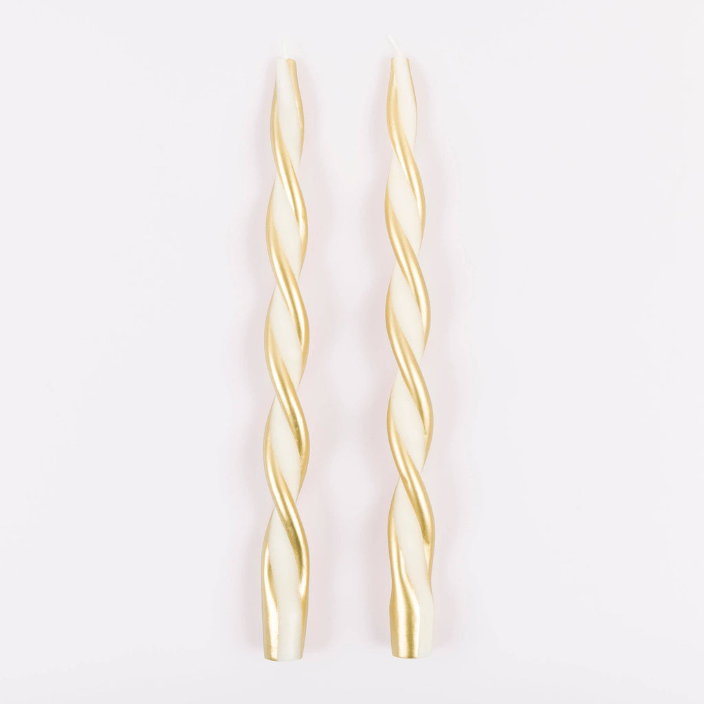 Gold Stripe Twist Candles