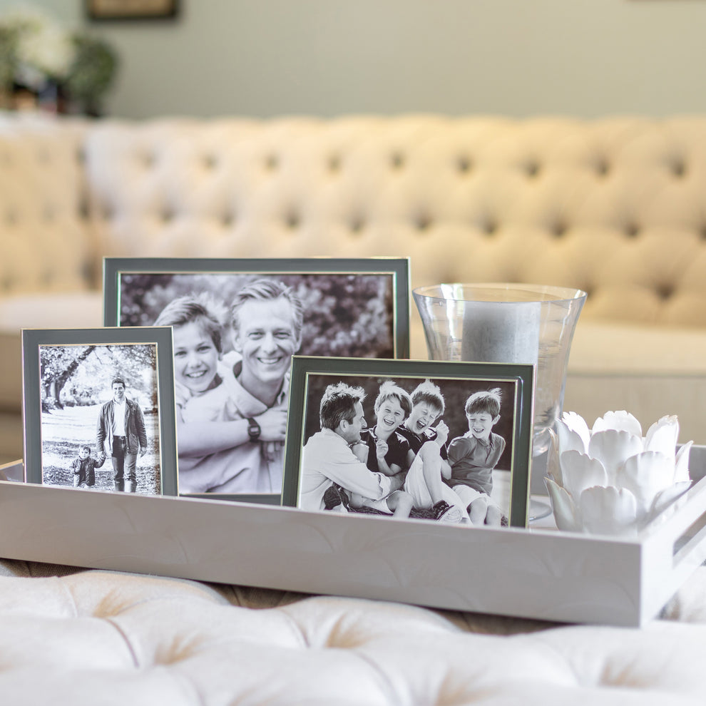 Taupe Enamel & Silver Frame 8 x 10 in