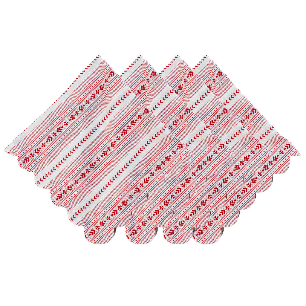 Villa Stripe Napkin Red