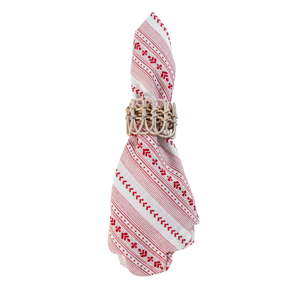 Villa Stripe Napkin Red