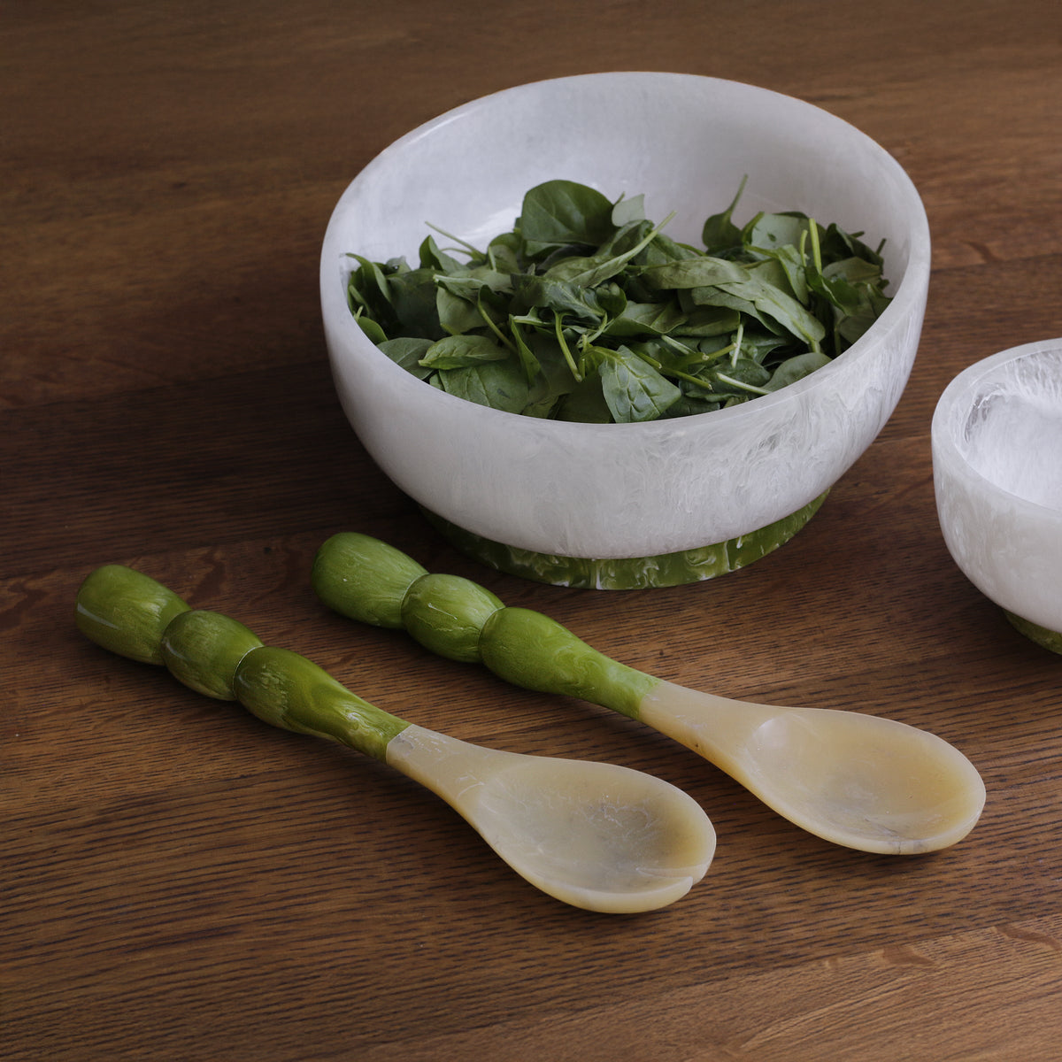 Rio Large Round Bowl White & Green