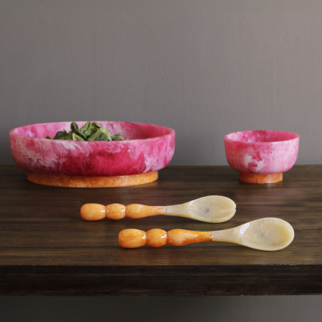 Resin Rio Bubble Salad Servers in Orange