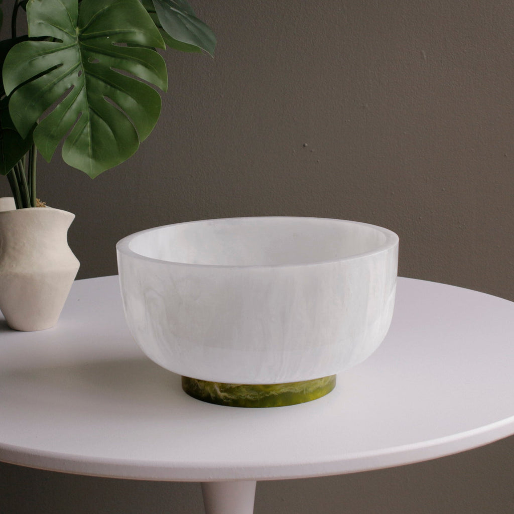 Rio Large Round Bowl White & Green