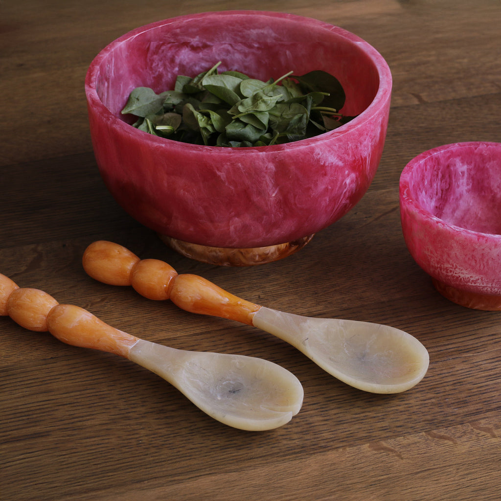 Resin Rio Large Bowl with Base in Pink & Orange