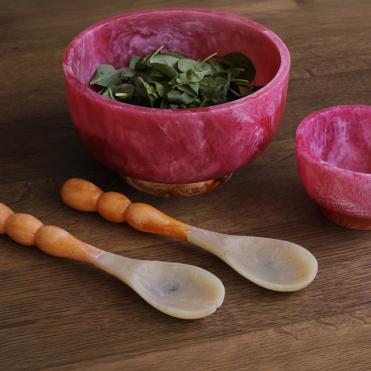 Resin Rio Large Bowl with Base in Pink & Orange