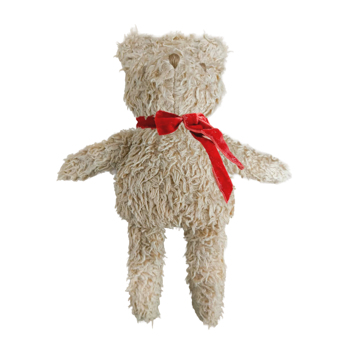 Plush Bear Red Velvet Bow Stuffed Animal