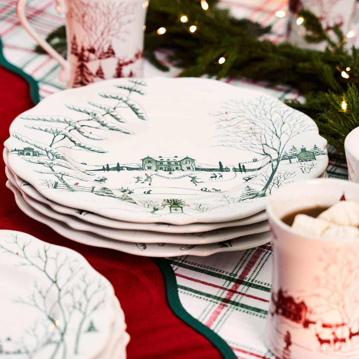 Country Estate Winter Frolic Dinner Plate Evergreen