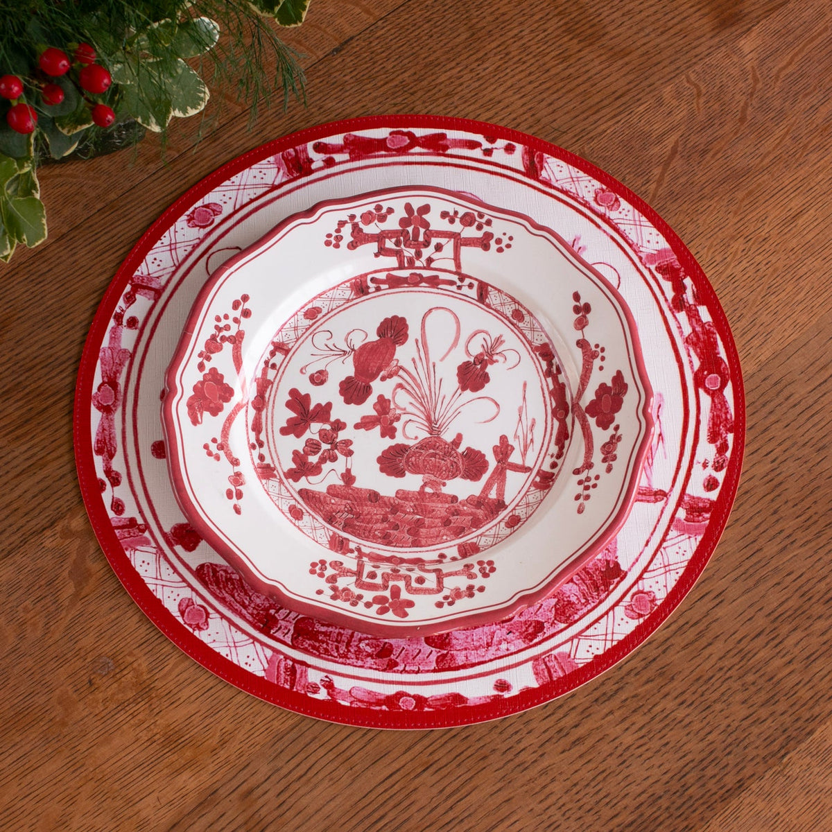 Vida Faenza & Leopard Reversible Placemat Red
