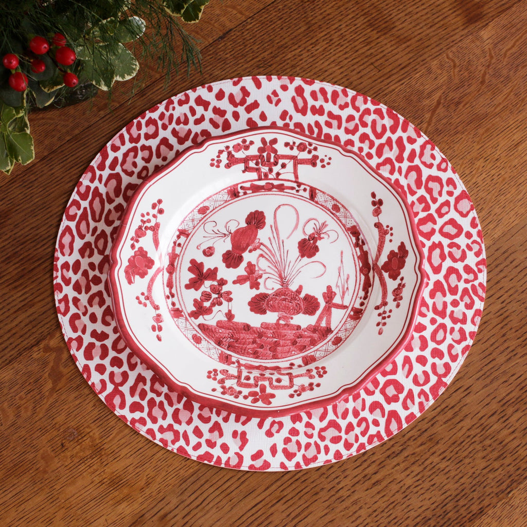Vida Faenza & Leopard Reversible Placemat Red