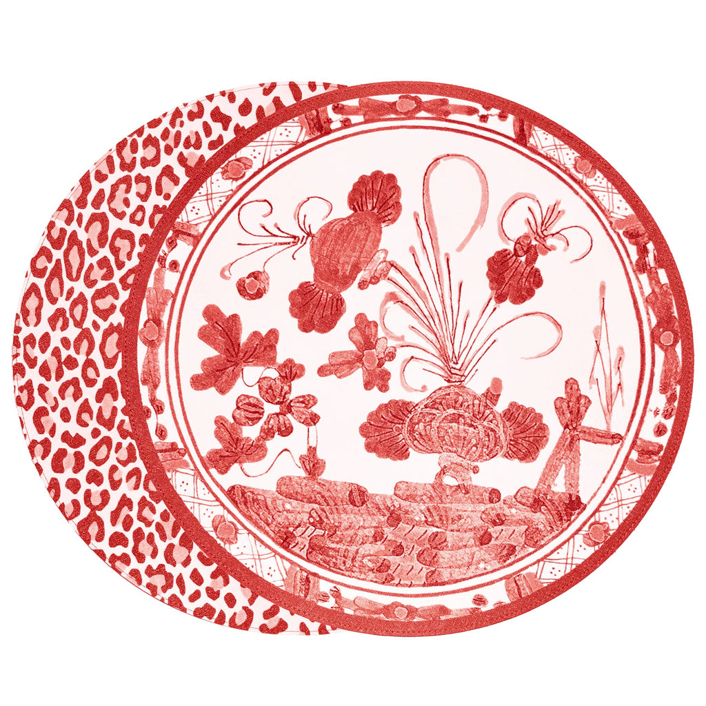Vida Faenza & Leopard Reversible Placemat Red