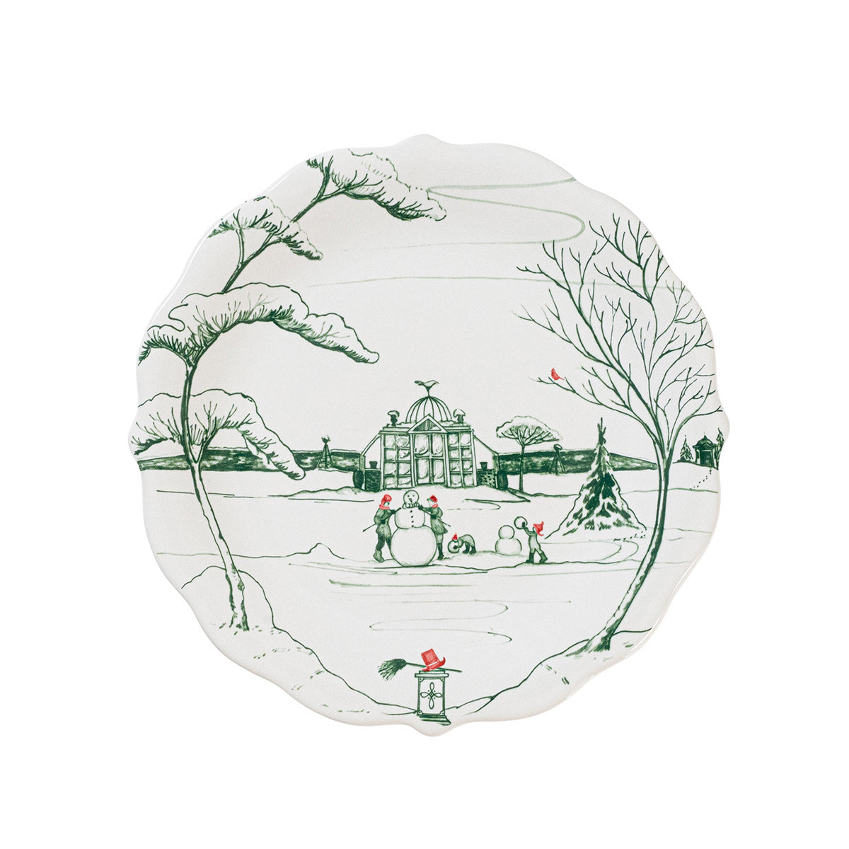 Country Estate Winter Frolic Party Plate Set/4 Evergreen
