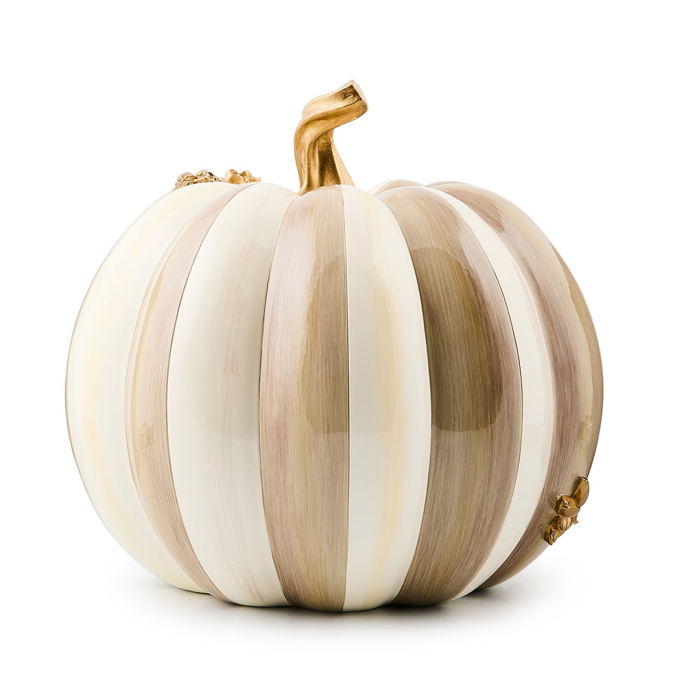 Mocha Stripe Floral Garland Pumpkin