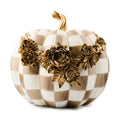 Mocha Check Floral Garland Pumpkin