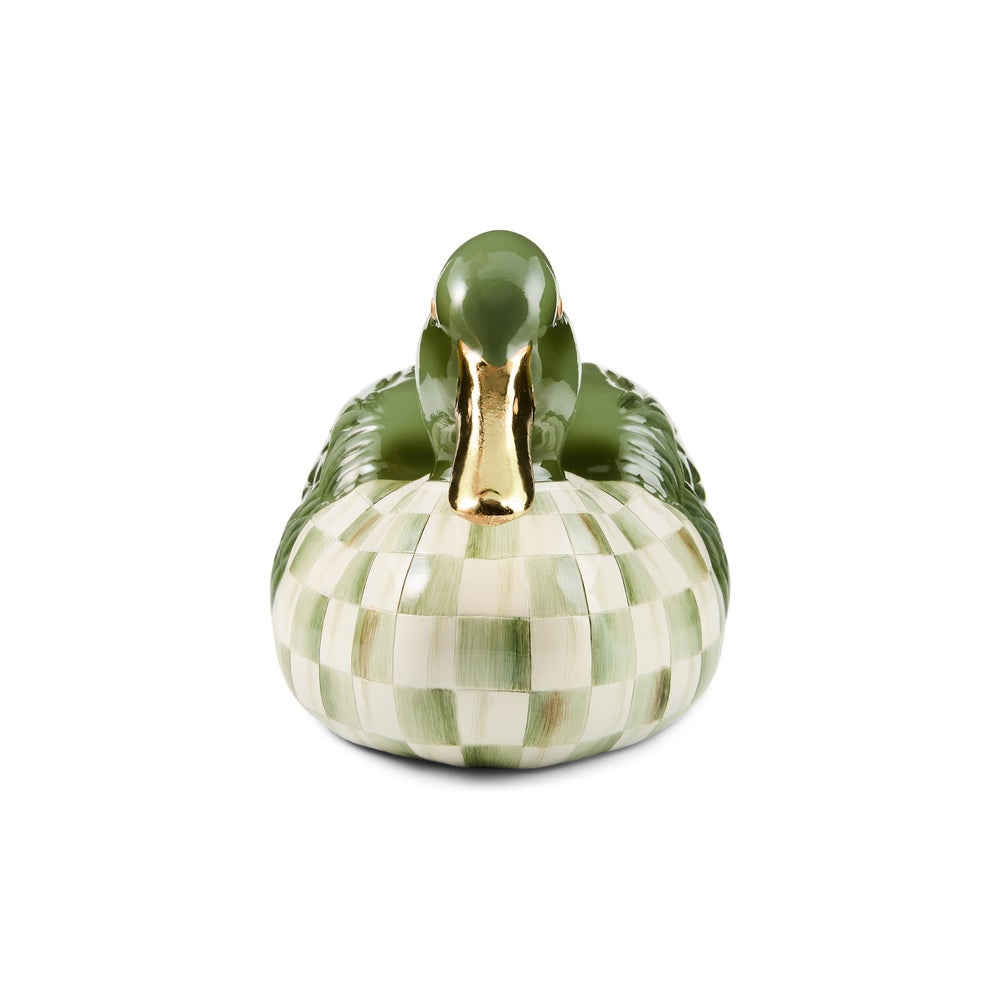Sage Check Mallard Duck Figurine