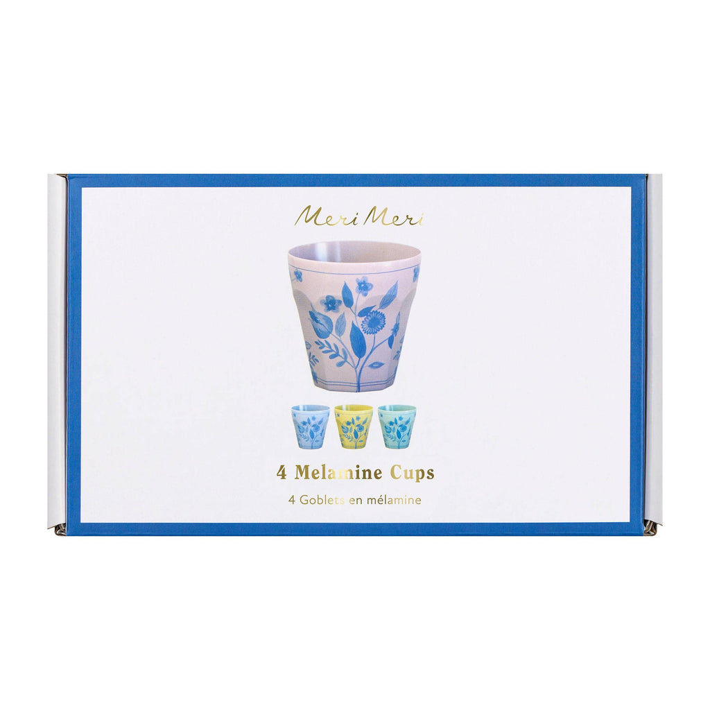 Vintage Botanical Melamine Cups Set/4