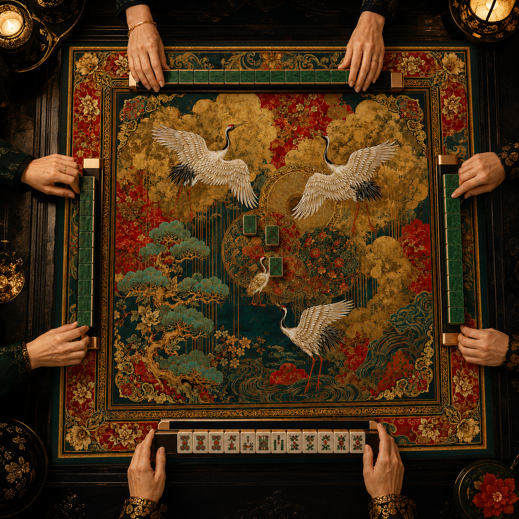 Golden Crane Mahjong Mat