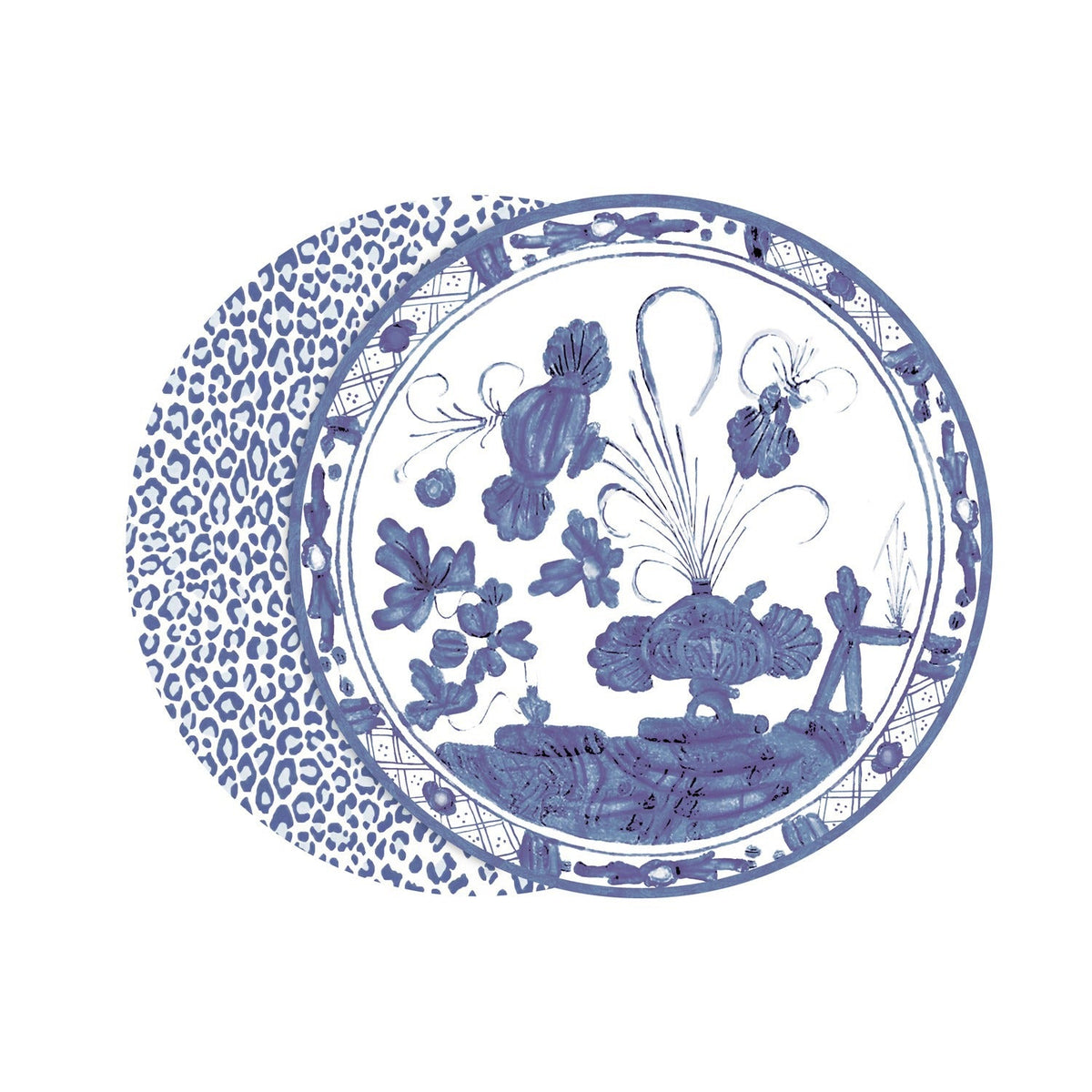 Vida Faenza & Leopard Reversible Placemat Blue