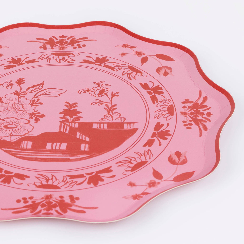 Pink Vintage Botanical Dinner Plates