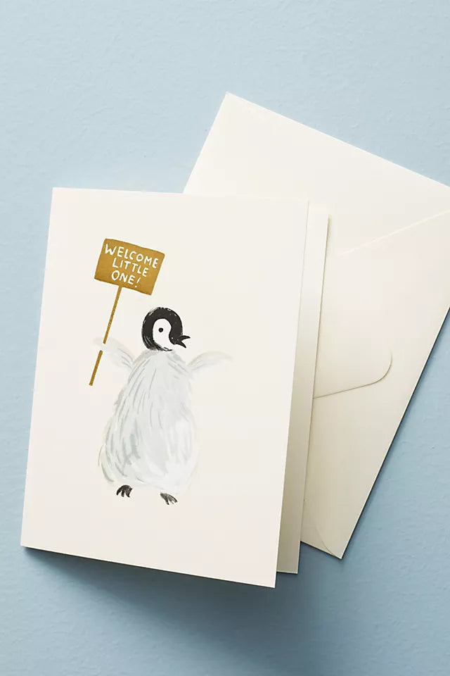 Penguin Welcome Little One Baby Card