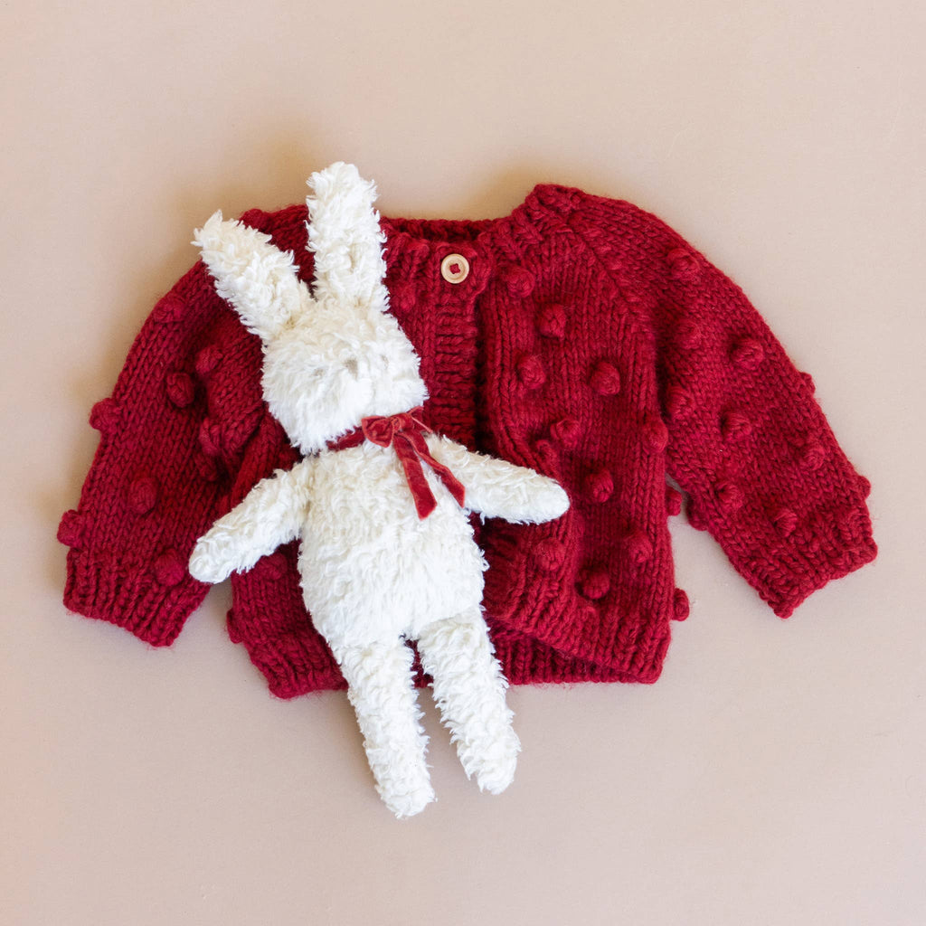 Plush Bunny Red Velvet Bow Stuffed Animal