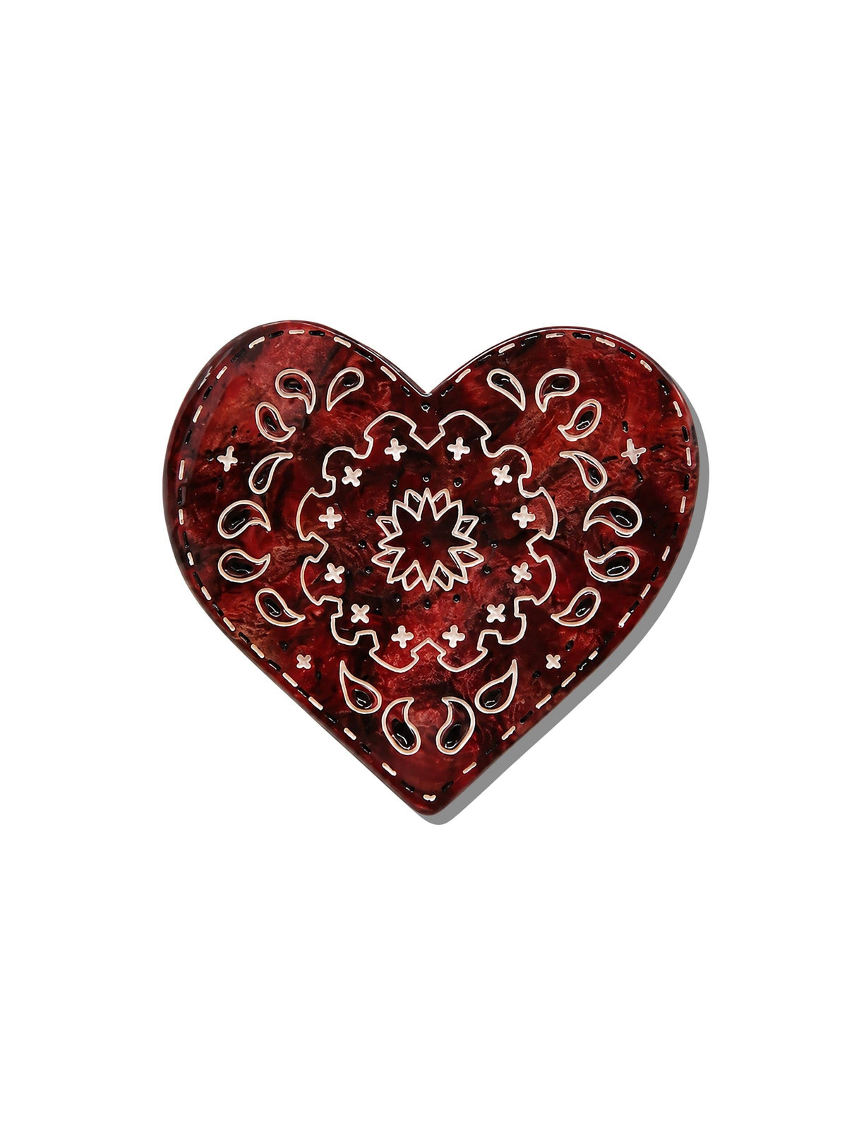 Paisley Heart Hair Claw Clip Black/White