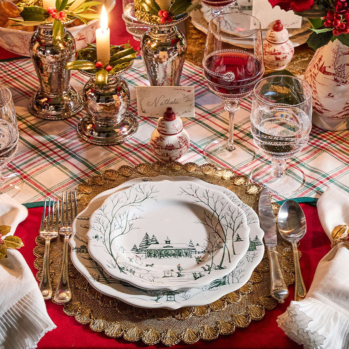 Country Estate Winter Frolic Dessert/Salad Plate Evergreen